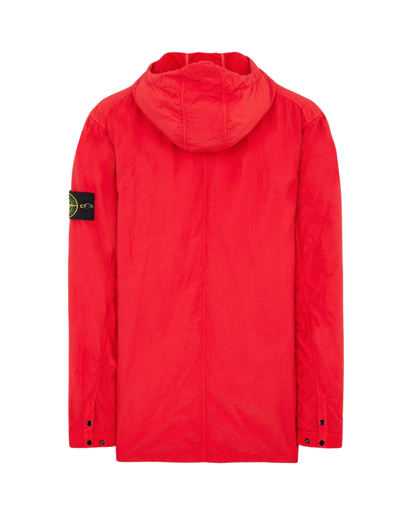 Stone Island Garment Dyed Quarter Zip Overshirt In Red