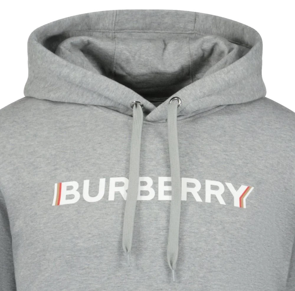 Burberry Logo Hoodie In Grey