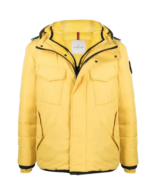 Moncler Ondres Logo Down Coat In Yellow