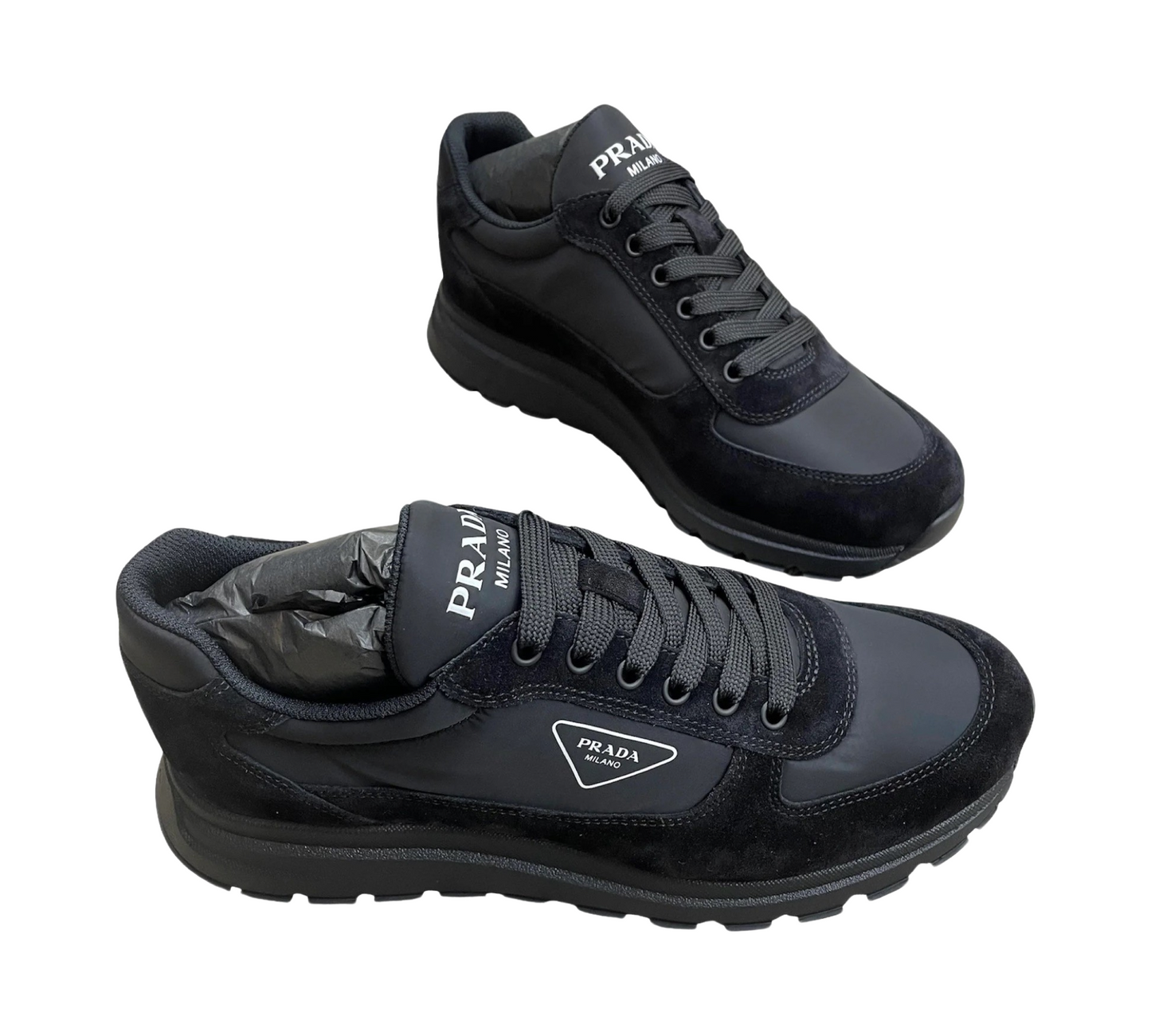 Prada Milano Nylon Trainers In Black