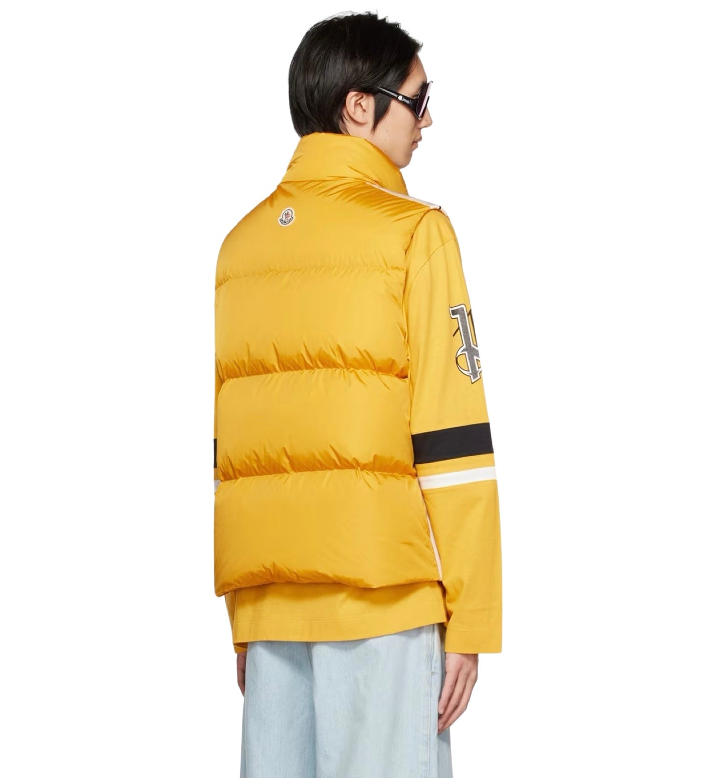 Moncler X Palm Angels Logo Bodywarmer In Yellow