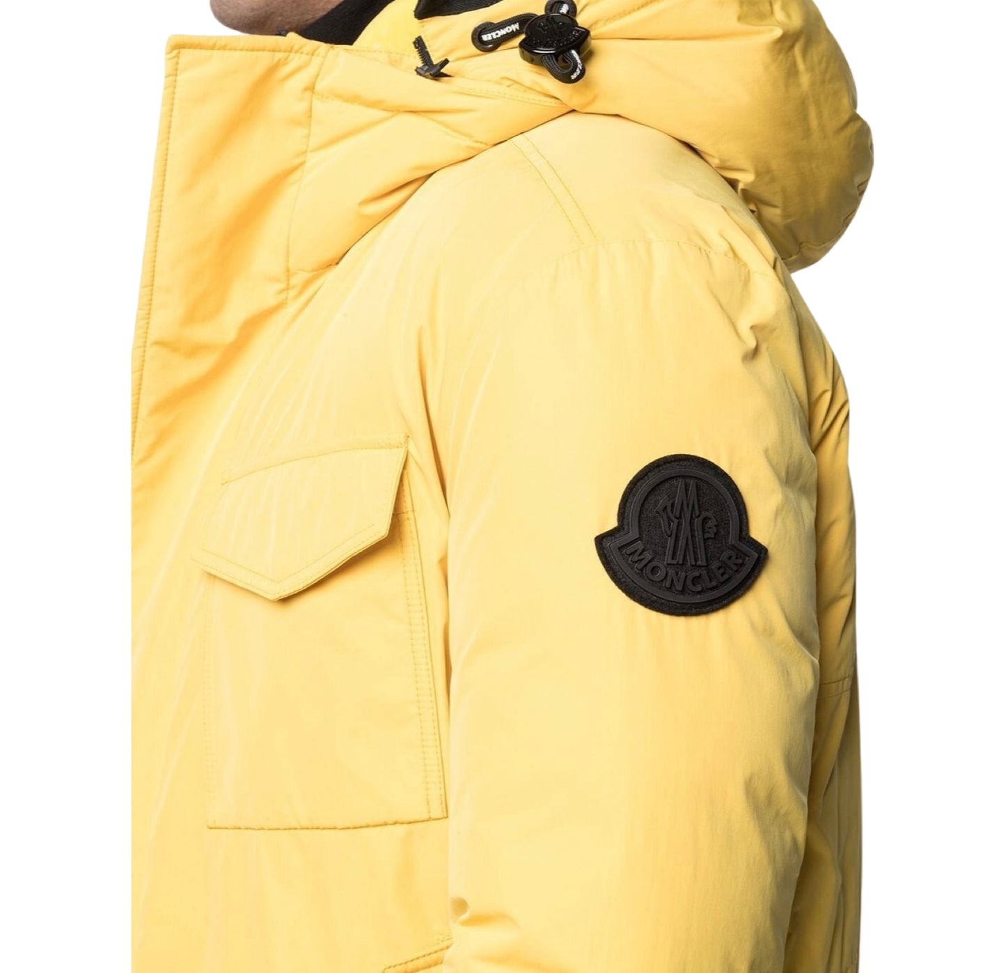 Moncler Ondres Logo Down Coat In Yellow