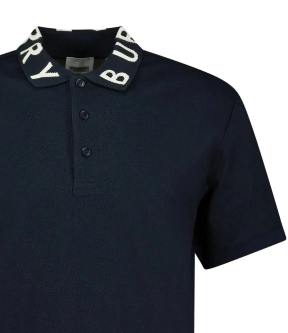 Burberry Collar Logo Polo Shirt In Navy