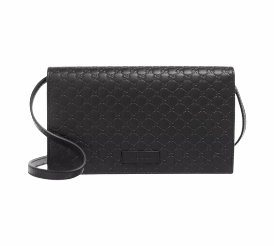 Gucci GG Embossed Leather Purse Bag In Black