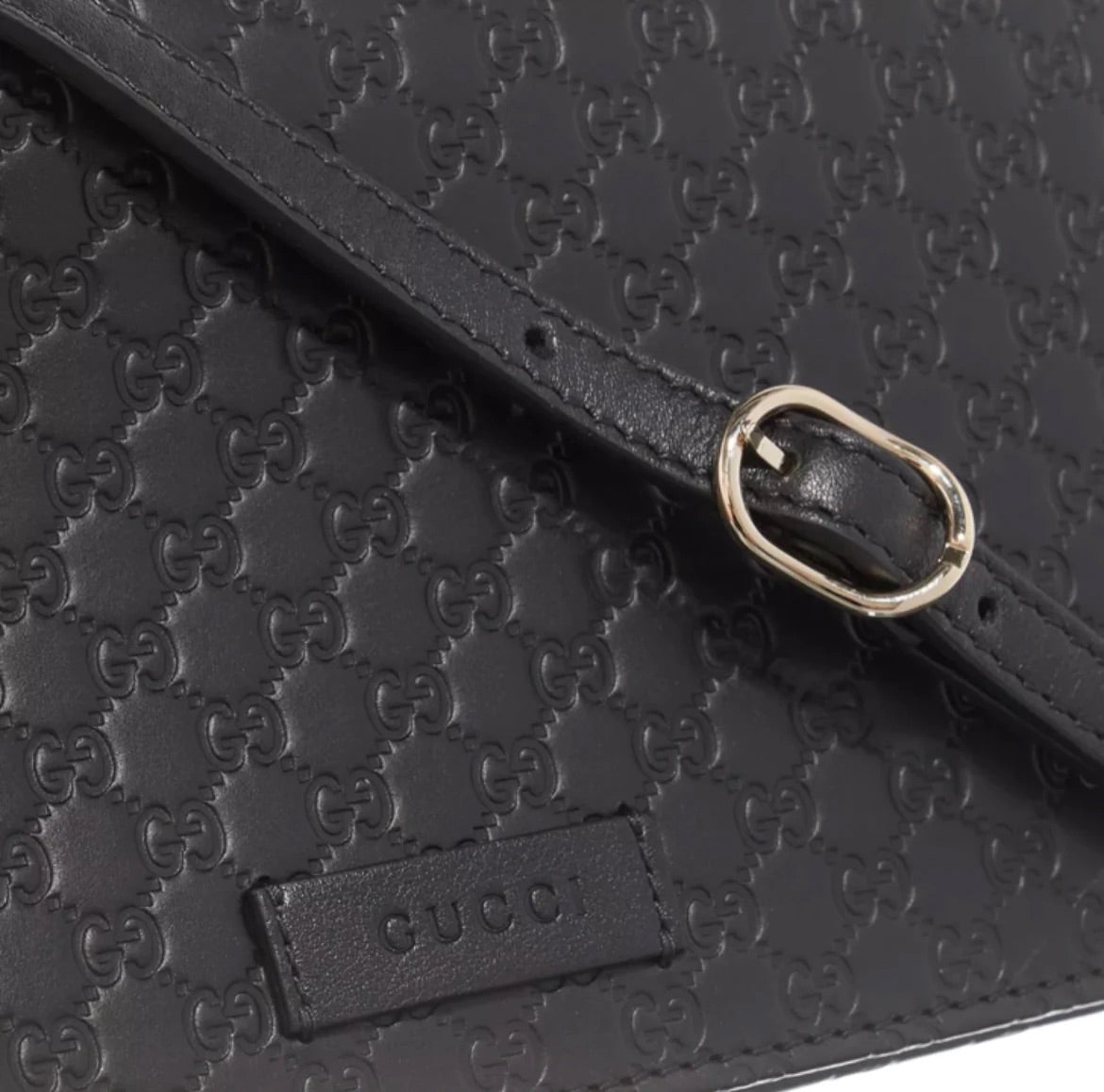 Gucci GG Embossed Leather Purse Bag In Black