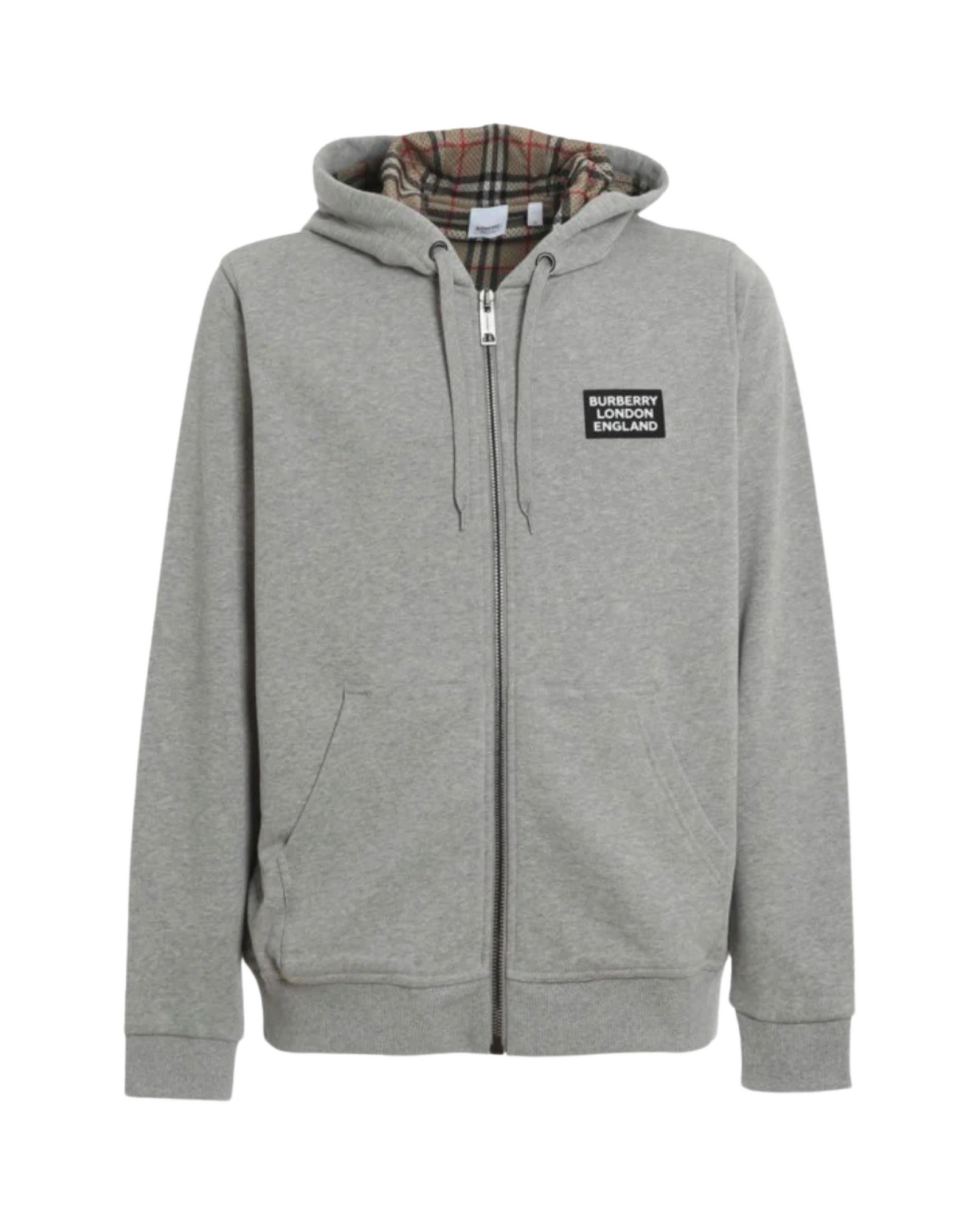 Burberry Hove Mesh Check Zip Hoodie In Grey