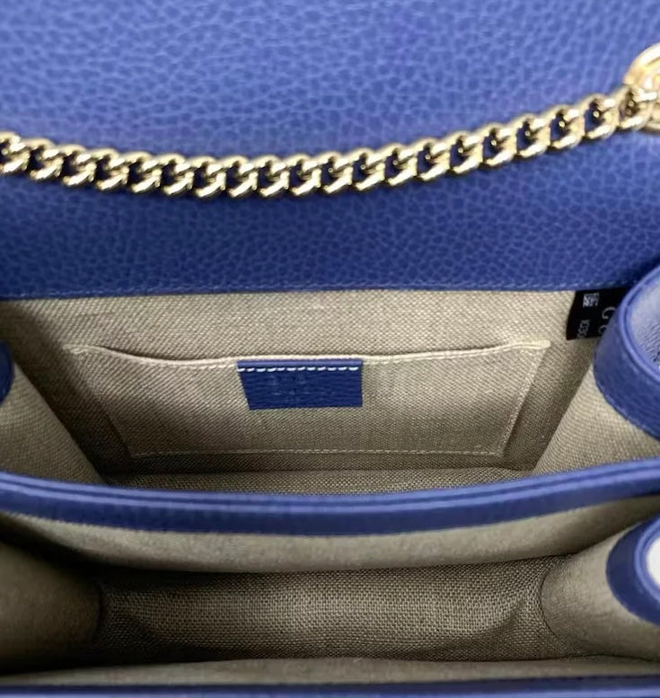 Gucci GG Leather Shoulder Bag In Blue