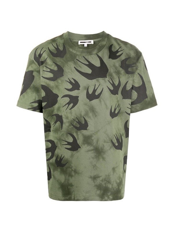 Alexander McQueen Swallows T-shirt In Khaki