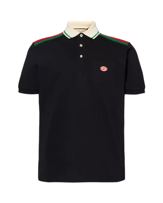 Gucci GG Tape Polo Shirt Black