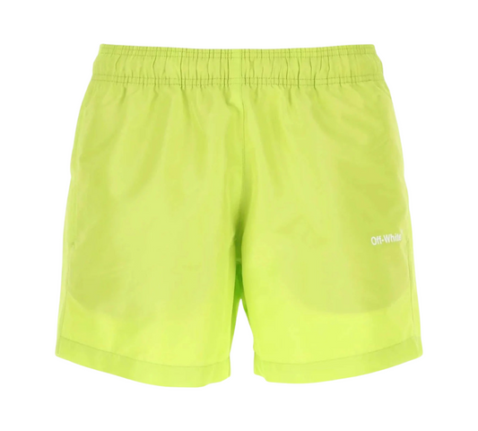 Off-White Logo Swim Shorts In Green