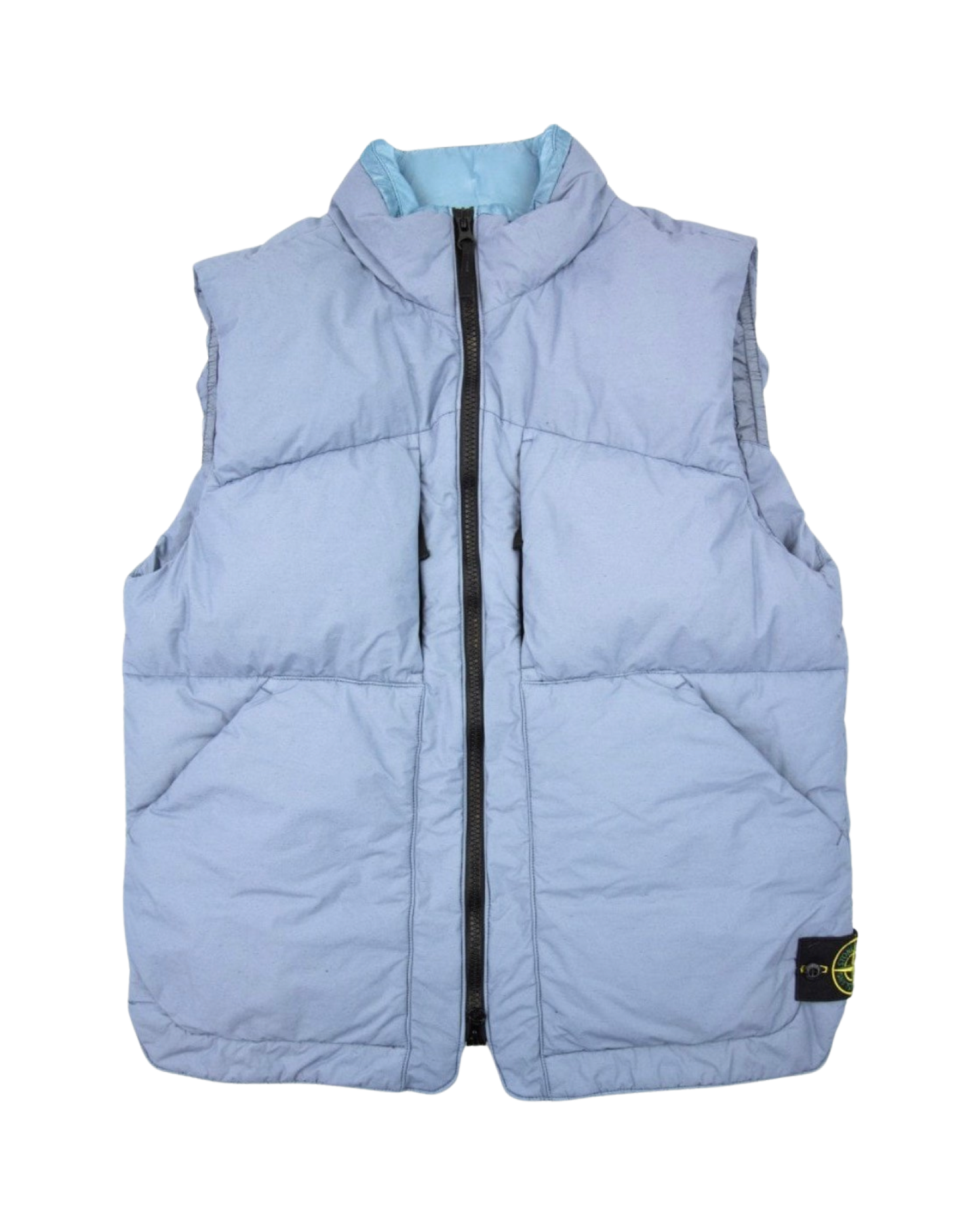 Stone Island Garment Dyed Crinkle Reps Down Bodywarmer In Blue