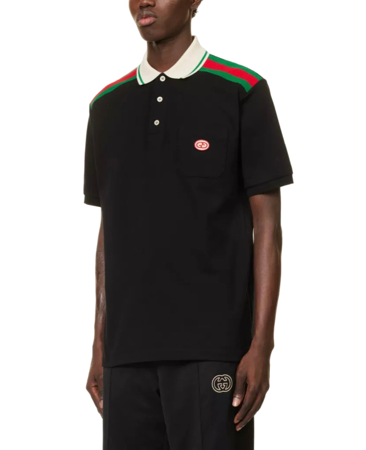 Gucci GG Tape Polo Shirt Black