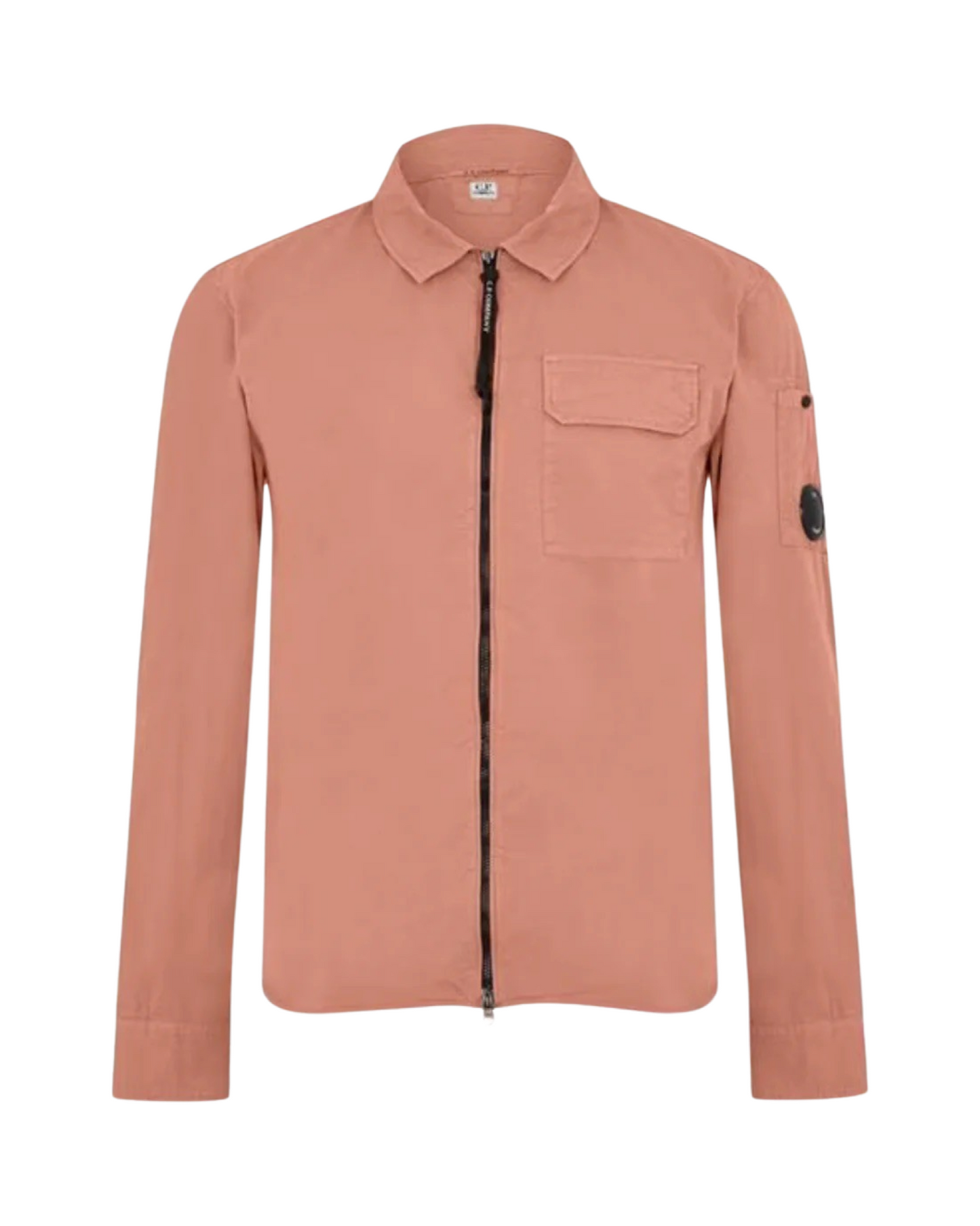 CP Company Lens Zip Overshirt In Pale Mauve