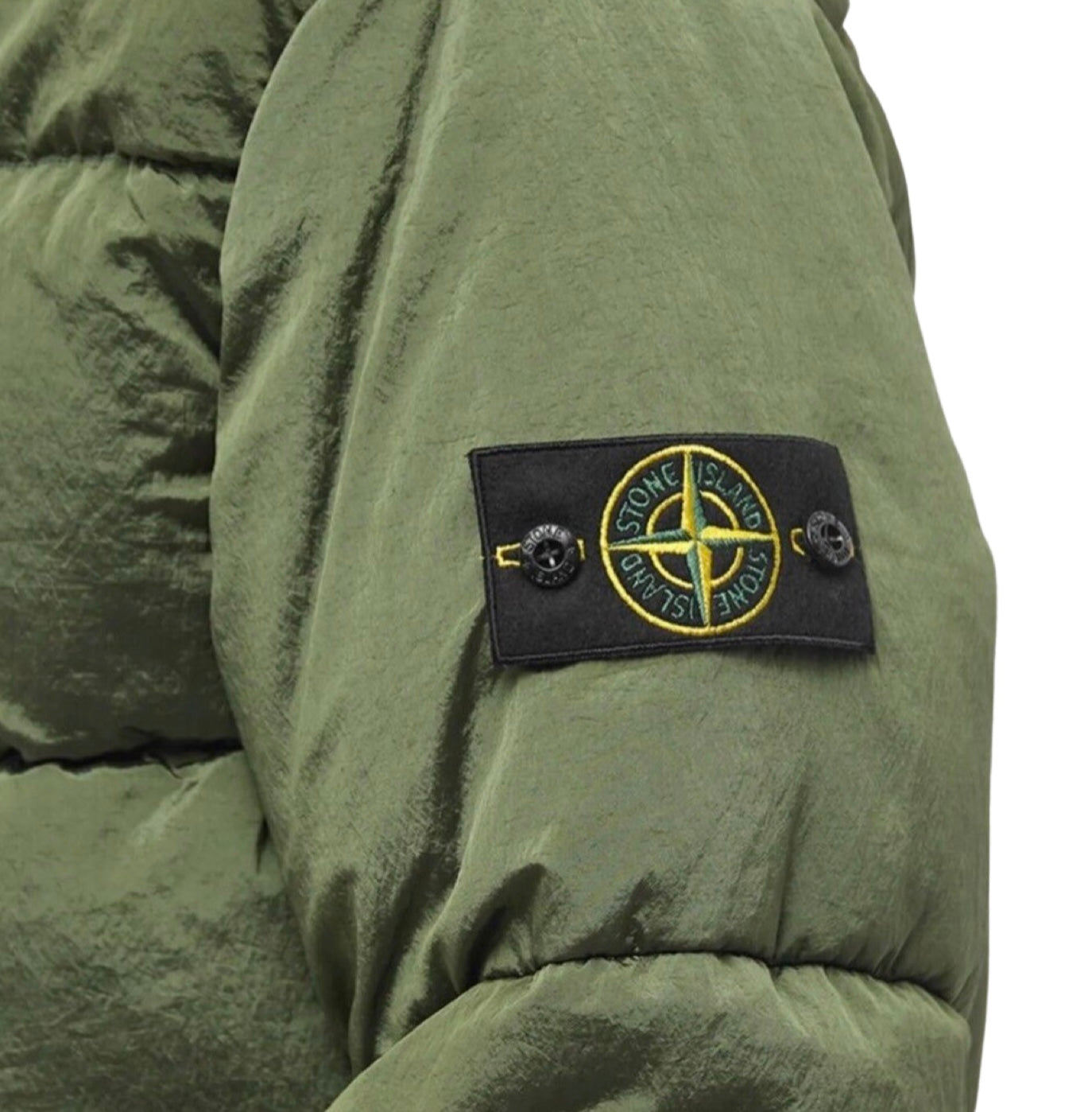 Stone Island Nylon Metal Down Puffer Coat In Olive