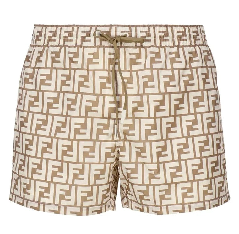 Fendi FF Swim Shorts Beige