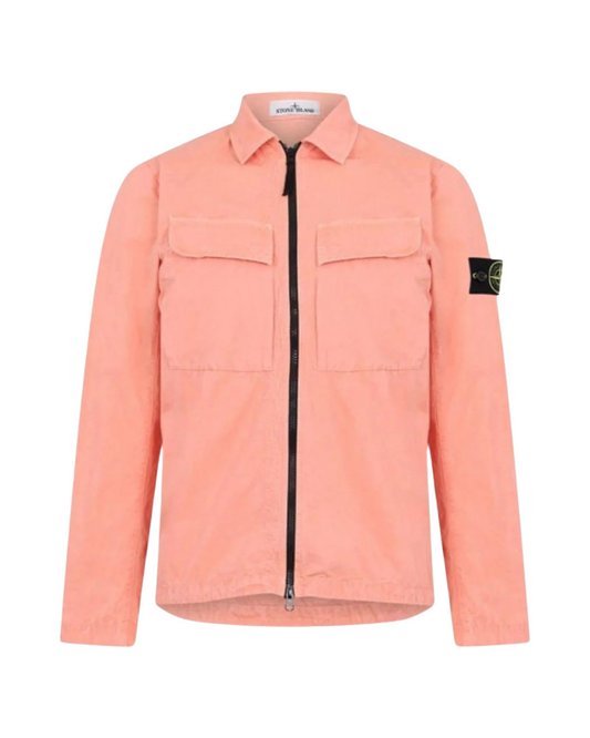 Stone Island Garment Dyed Overshirt In Pesca