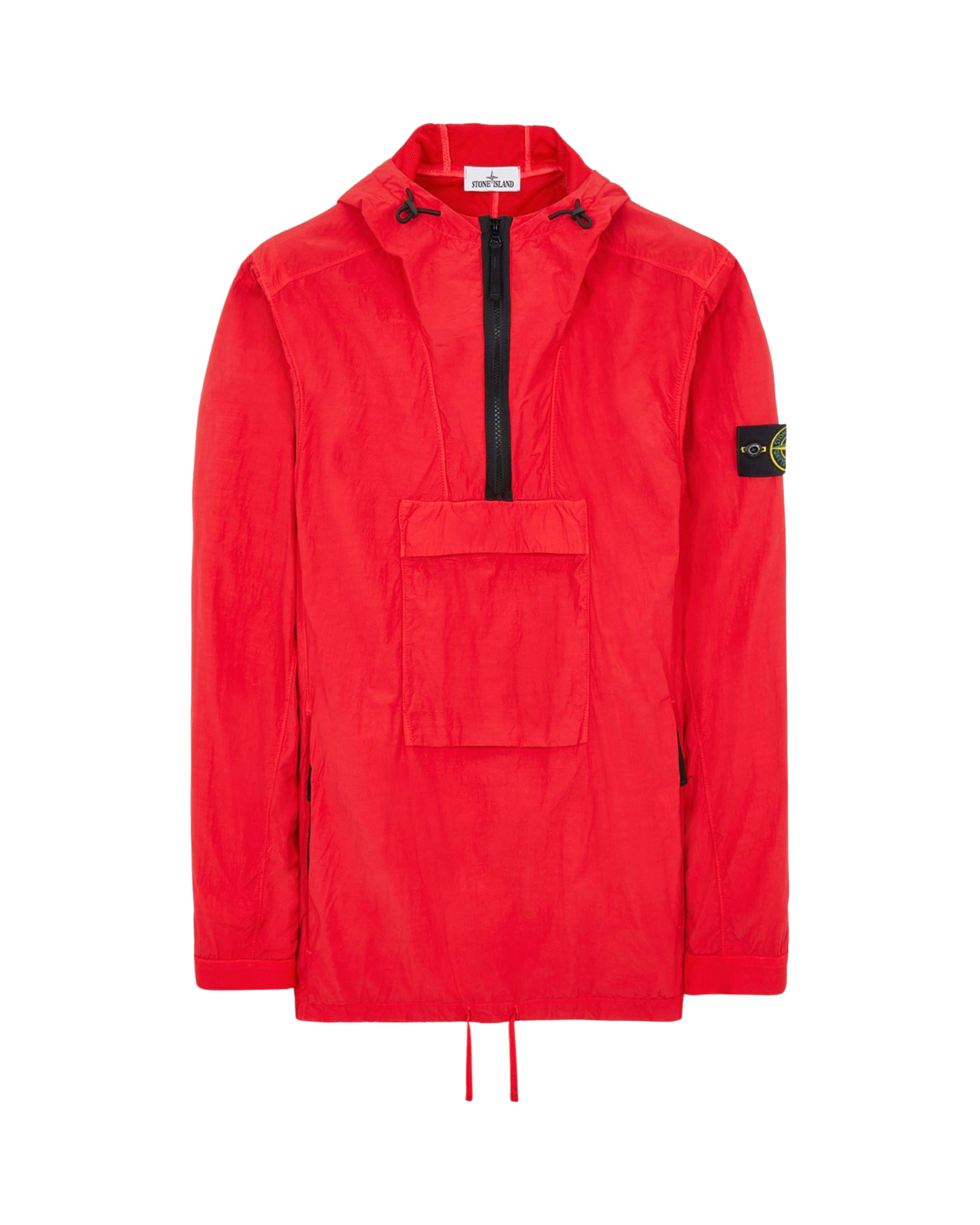 Stone Island Garment Dyed Quarter Zip Overshirt In Red