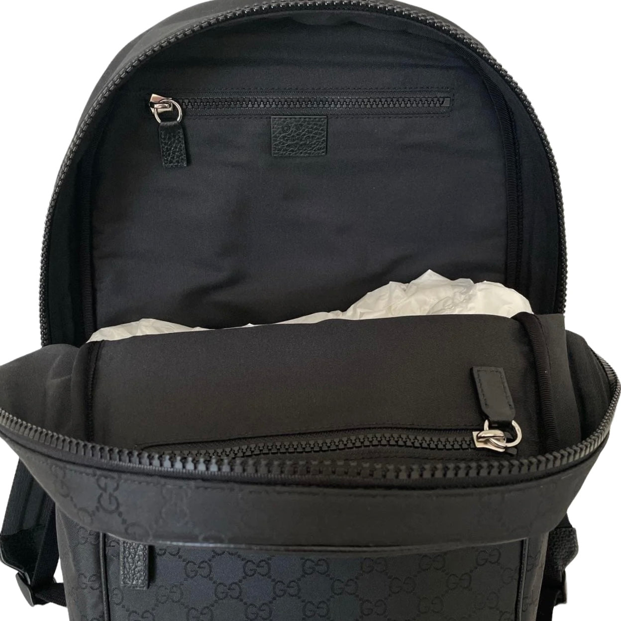 Gucci GG Monogram Backpack In Black