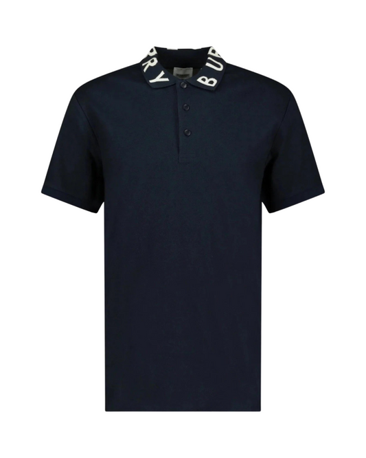 Burberry Collar Logo Polo Shirt In Navy