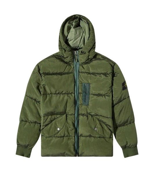 Stone Island Nylon Metal Down Puffer Coat In Olive