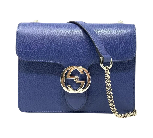 Gucci GG Leather Shoulder Bag In Blue