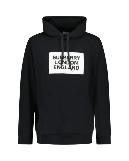 Burberry Embroidered Logo Hoodie In Black