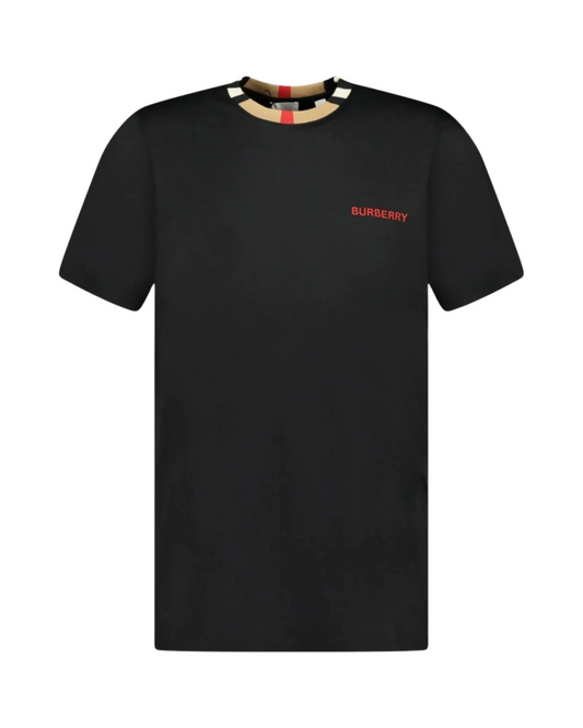 Burberry Check Logo T-shirt In Black