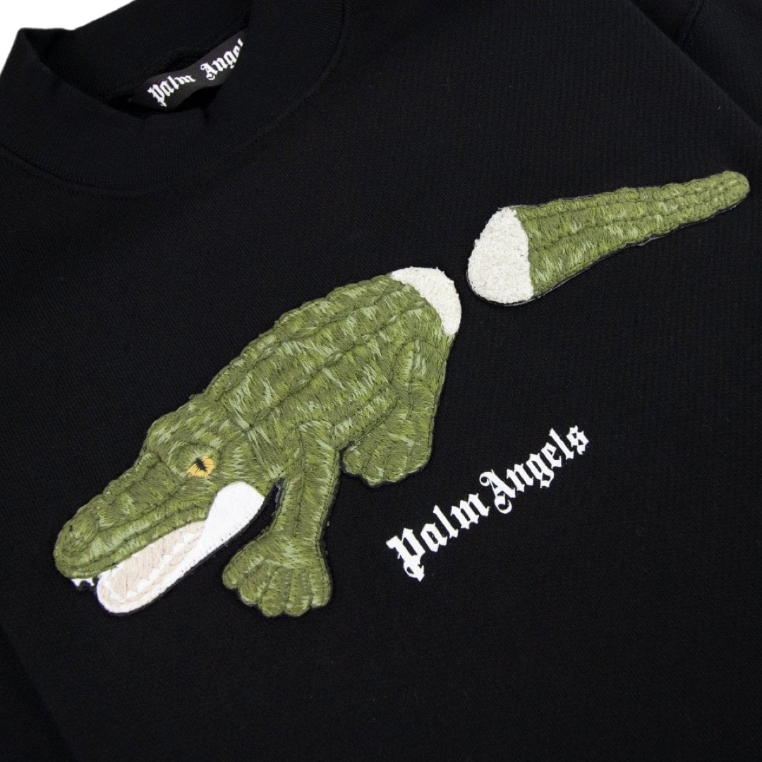 Palm Angels Crocodile Sweater In Black