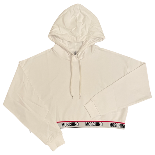 Moschino Crop Hoodie In White