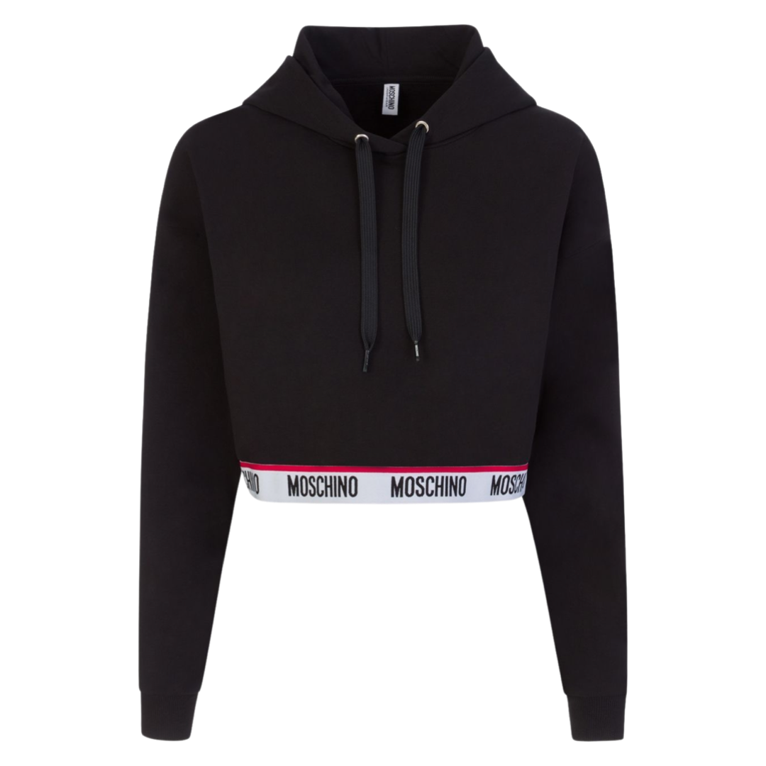 Moschino Crop Hoodie In Black