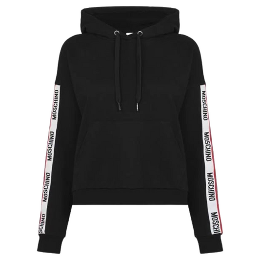 Moschino Tape Hoodie In Black