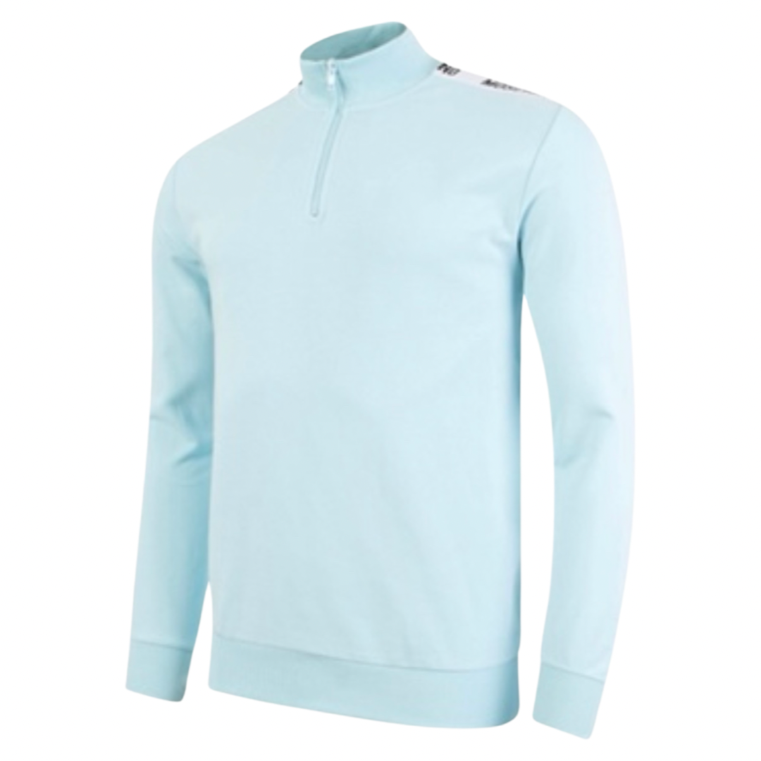 Moschino Tape Quarter Zip In Light Blue