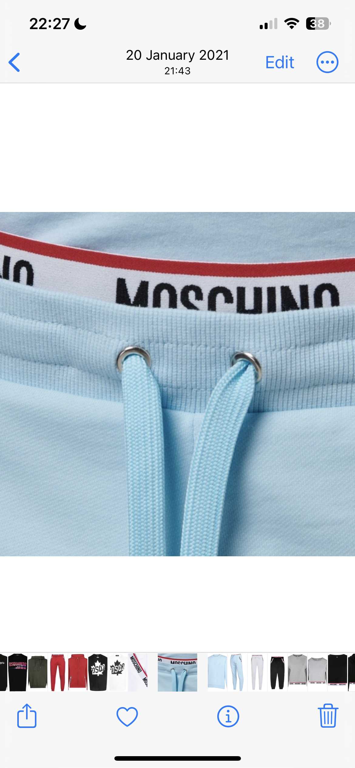 Moschino Tape Joggers In Light Blue