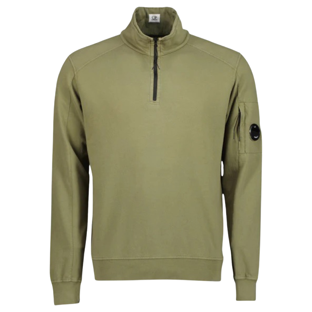 CP Company Half Zip Lens Sweater In Khaki