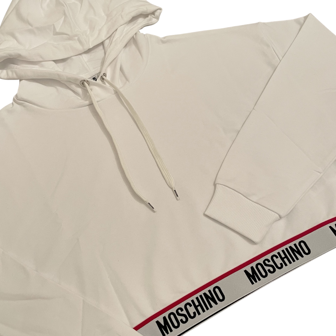 Moschino Crop Hoodie In White