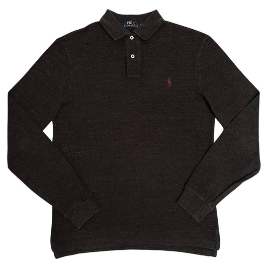 Ralph Lauren Long Sleeve Polo Shirt In Dark Grey