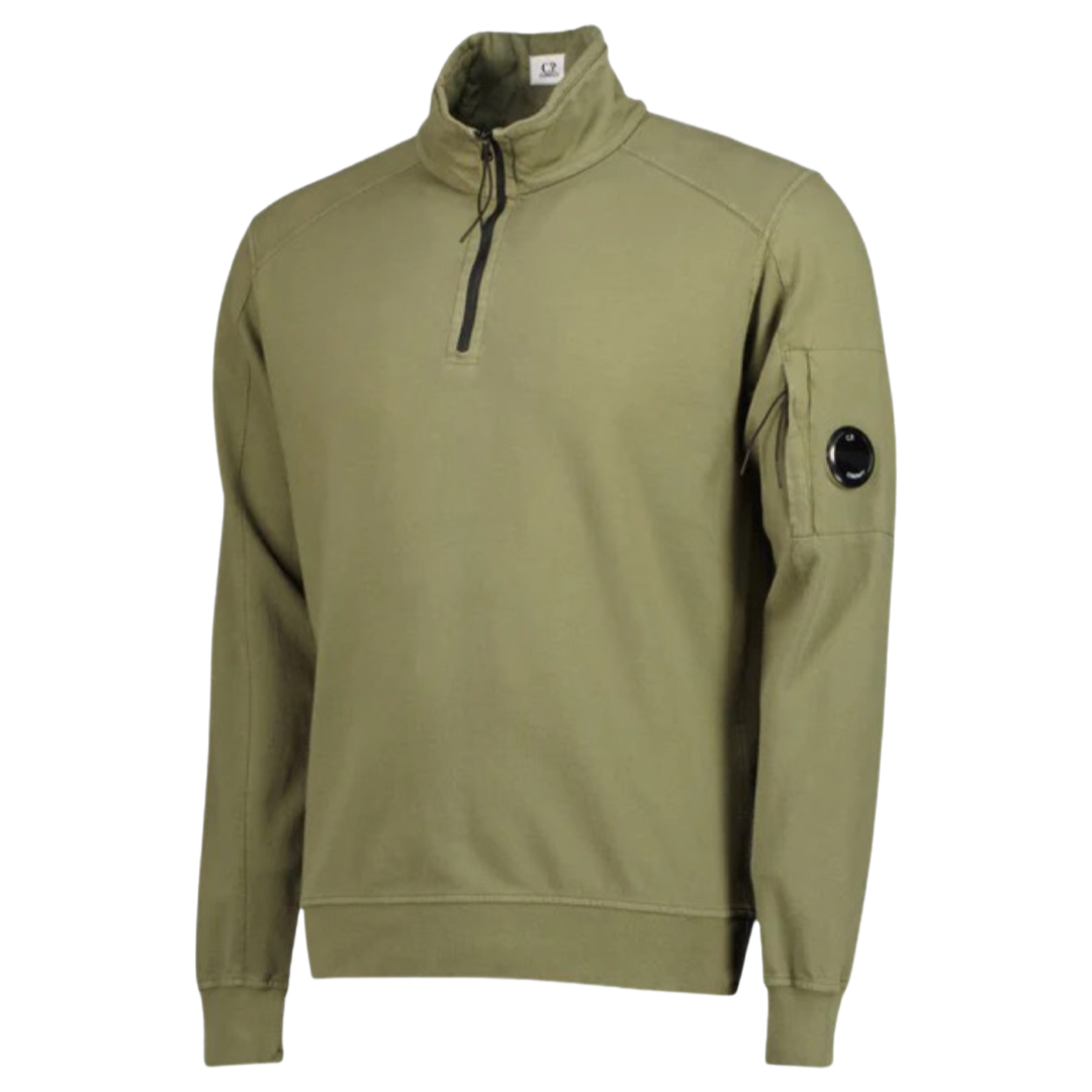 CP Company Half Zip Lens Sweater In Khaki