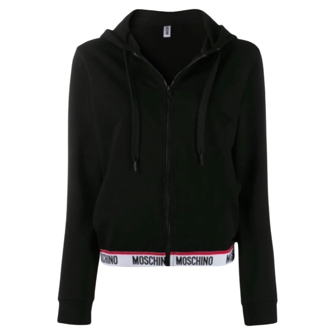 Moschino Tape Zip Hoodie In Black