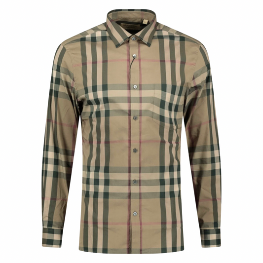 Burberry Check Shirt In Beige