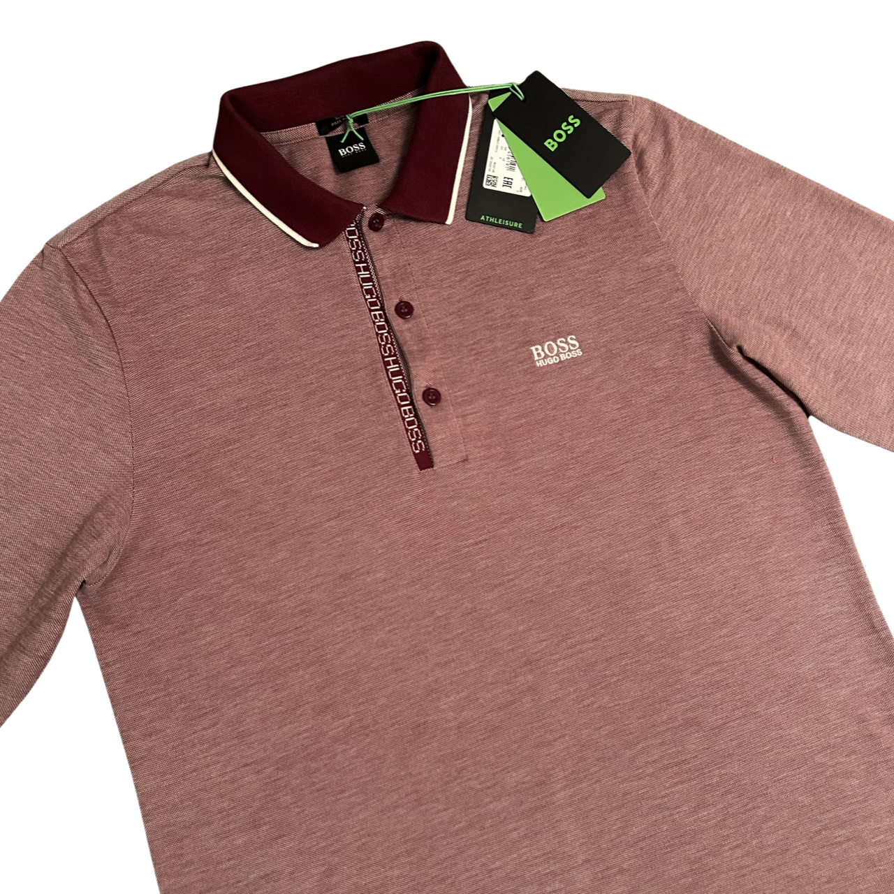 Hugo Boss Long Sleeve Polo Shirt In Red