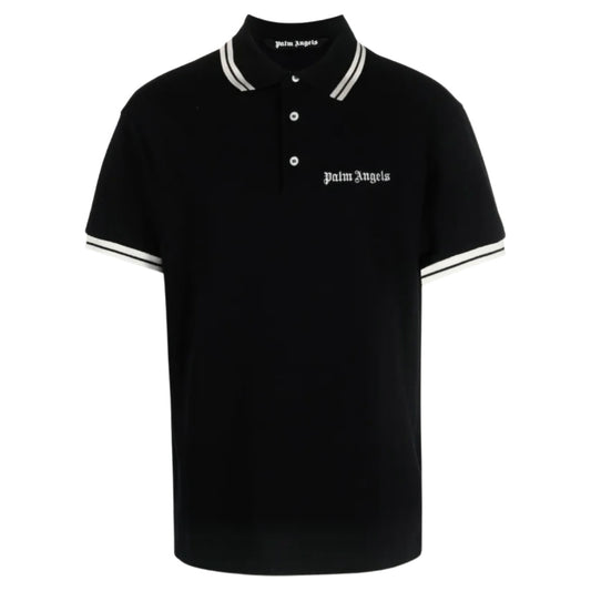 Palm Angels Logo Polo Shirt In Black