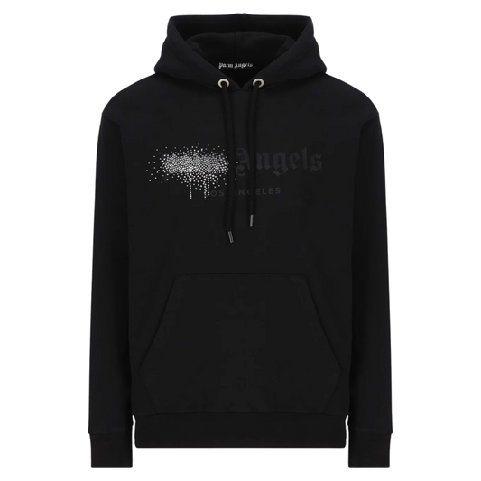 Palm Angels “Los Angeles” Rhinestone Hoodie In Black