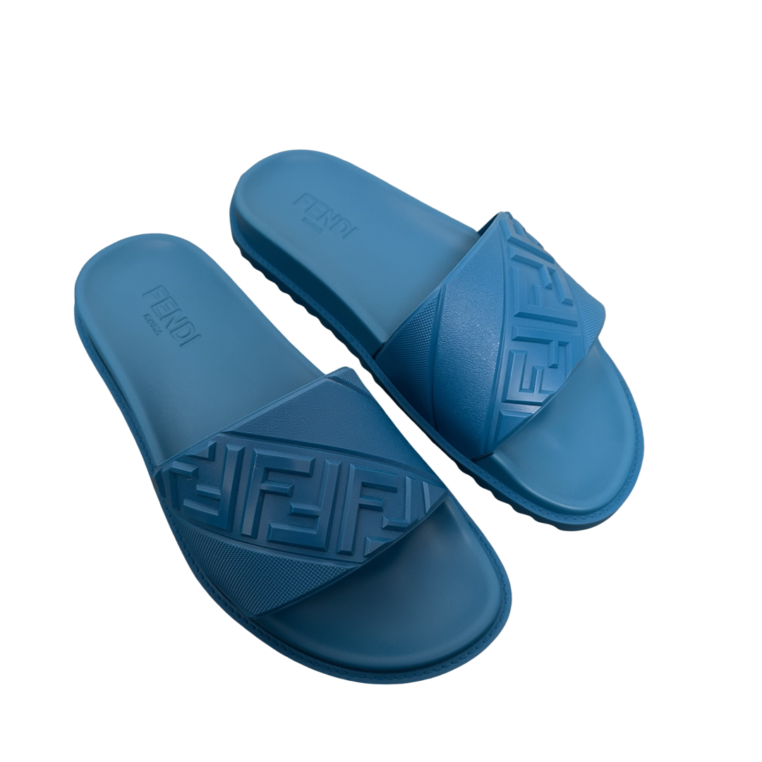 Fendi FF Sliders In Blue