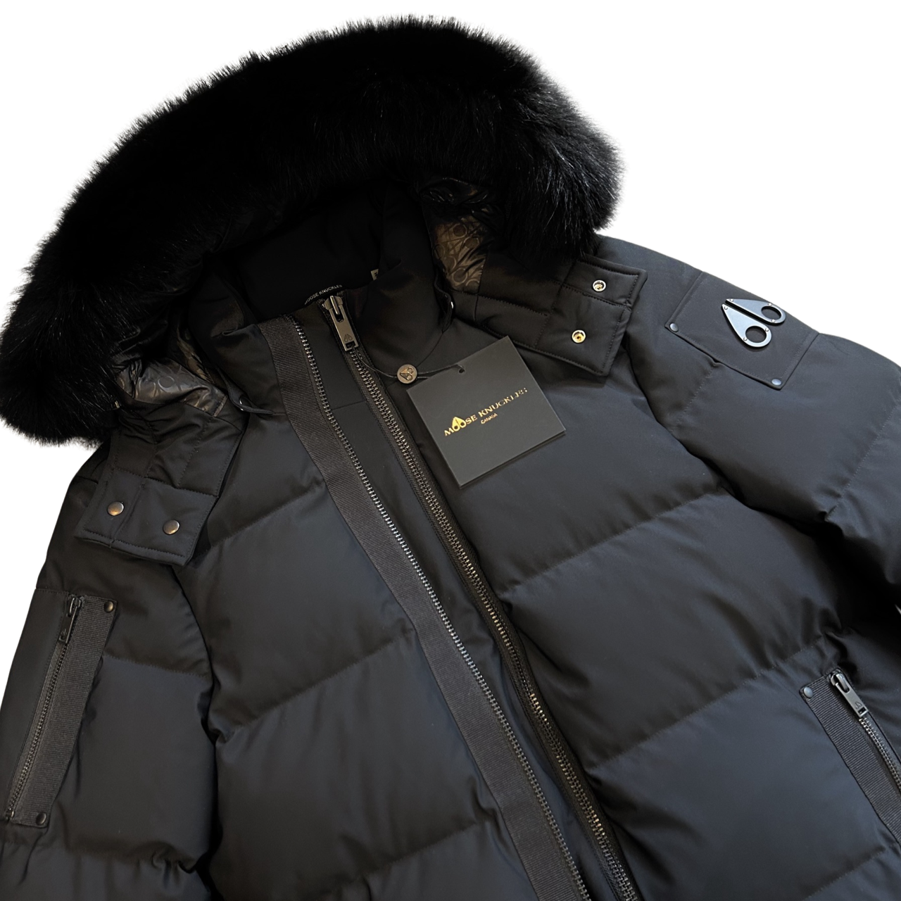 Moose Knuckles Fur Levin Coat In Black