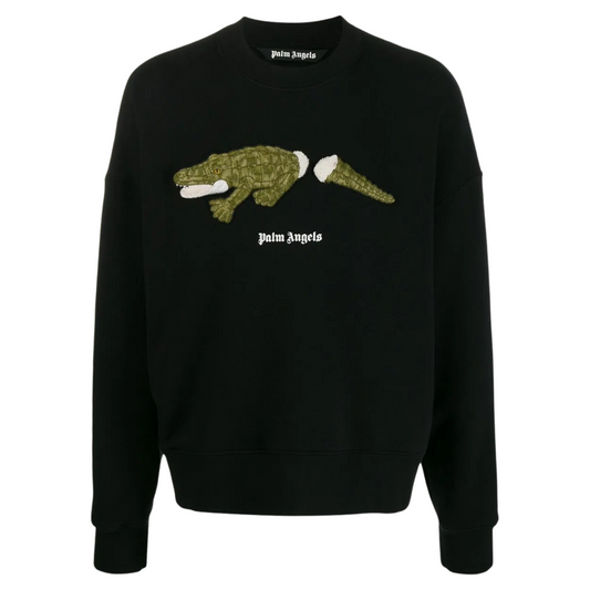 Palm Angels Crocodile Sweater In Black