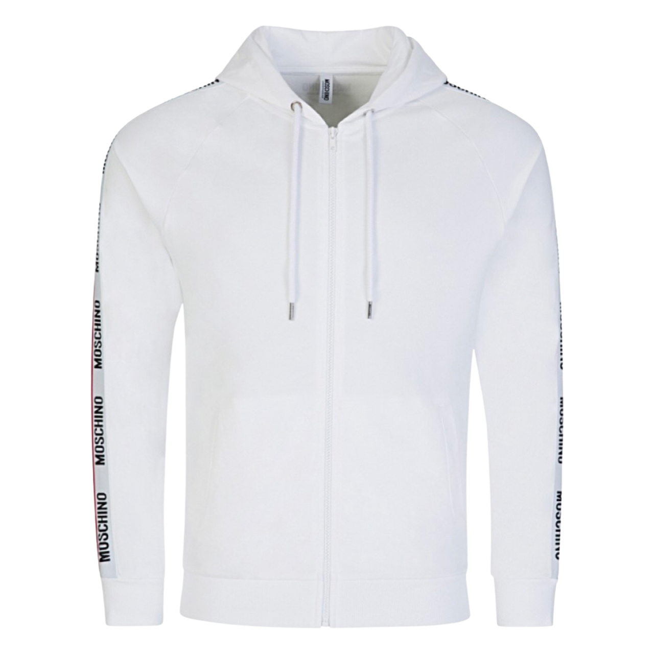 Moschino Tape Zip Hoodie In White