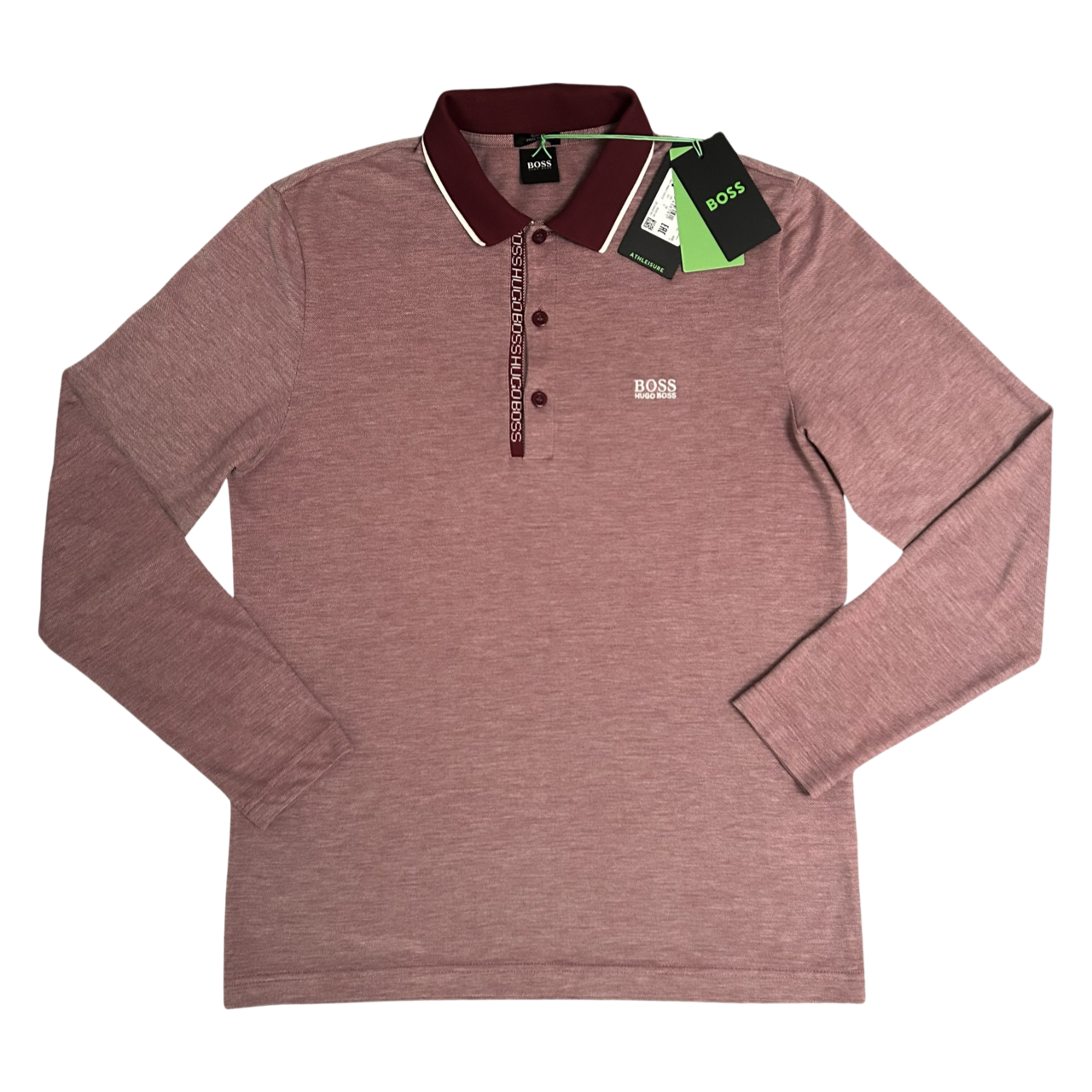 Hugo Boss Long Sleeve Polo Shirt In Red