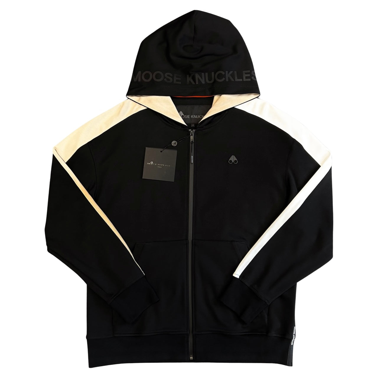 Moose Knuckles Tape Full Zip Hoodie In Black