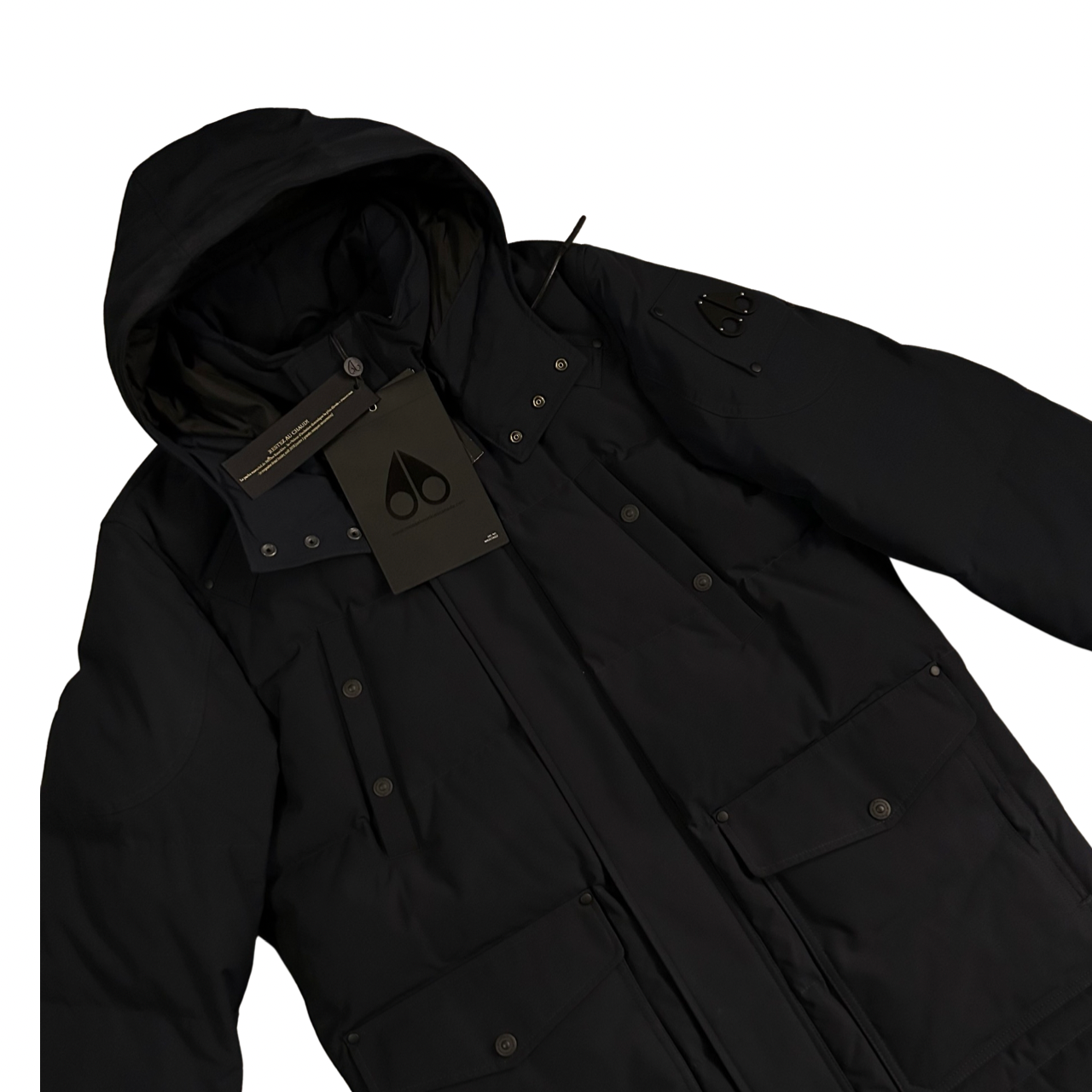 Moose Knuckles Miscou Island Down Parka Coat In Navy