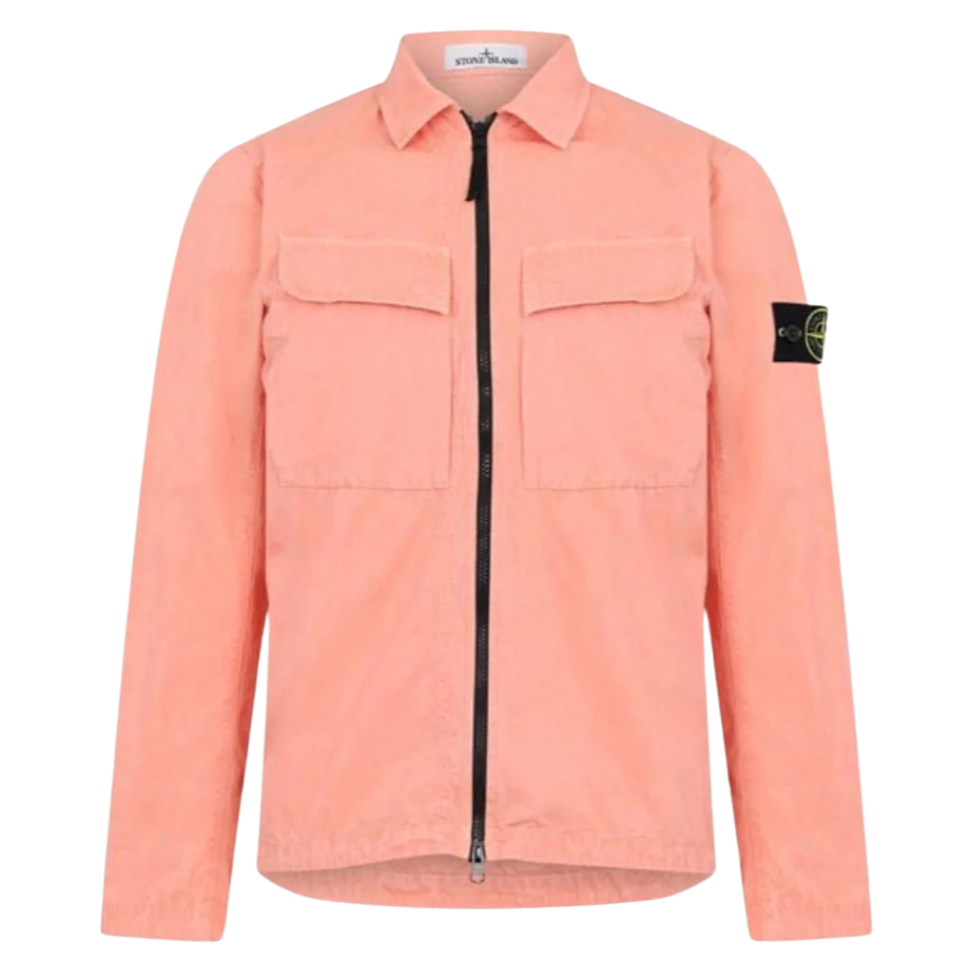 Stone Island Garment Dyed Overshirt In Peach